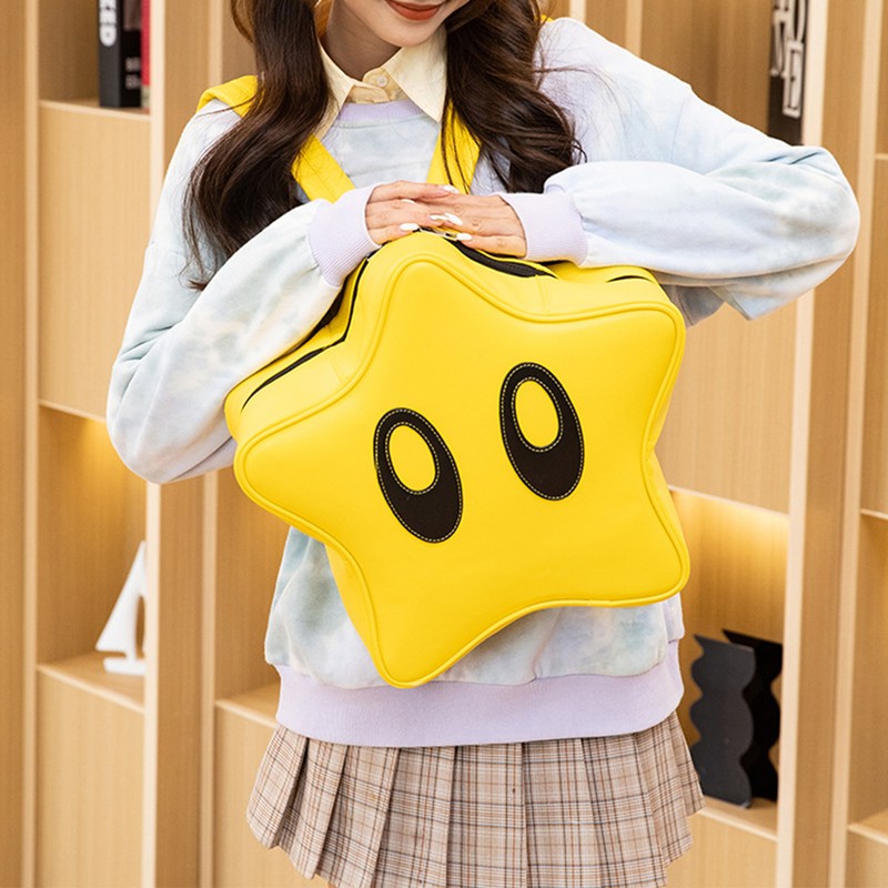 Star Backpack Bright Yellow Cute Stylish Schoolbag Waterproof Large Capacity