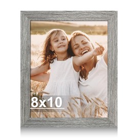 Hongkee 8x10 Picture Frame, Made of Real Glass and Wooden Frame, Horizontal and Vertical Display for Wall or Tabletop (Grey, 1 Pack)