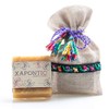 Jabón artesanal (Miel-Avena) Xapontic con bolsa bordada a mano