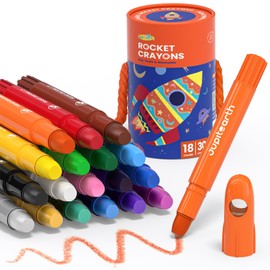 JUPITEARTH 18 Colors Twist Rocket Crayons for Toddlers, Non-Toxic Washable Crayons with Storage Bucket, Ultra-Silky and Easy to Hold Art Supplies for Toddlers and Preschool Kids age 1-3 2-4 4-8