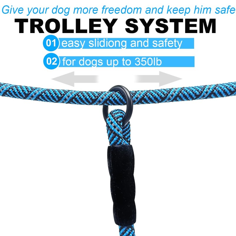 Mycicy Reflective Dog Tie Out for 2 Dogs, 12ft/ 20ft/