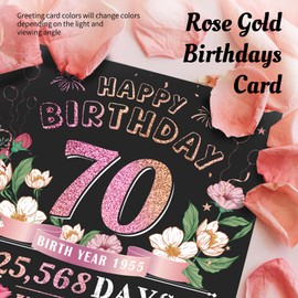 Aiunmiol 70th Birthday Card for Women Her, Jumbo 3D Pop Up 70th Bday Card for Mom Grandma, Happy 70 Year Old Funny Birthday Decorations Gifts, Back in 1955, Pink