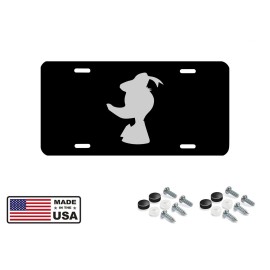 BLVD The Duck Logo Car Tag Diamond Etched on Black Aluminum License Plate