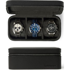 TAWBURY Leather Watch Case for Travel, Watch Box for Travel, Leather, Black Leather Watch Box, Watch Box, 3 Watches, Watch Box, Travel Case, Watch Case Travel