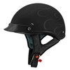 VCAN Cruiser Solid Flat Black Half Face Motorcycle Helmet (Flame,