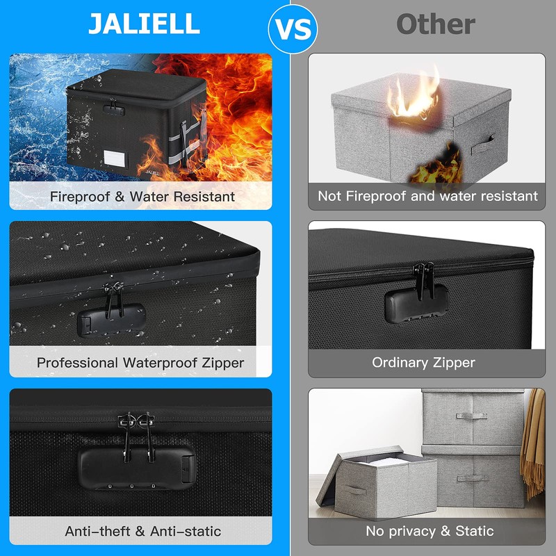 File Box with Lock - Fireproof Document Box File Organizer
