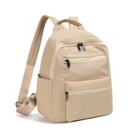 MYHOZEE Small Backpack for Women,Nylon Mini Backpack Purse Casual Daypack Bag with Pockets, Khaki