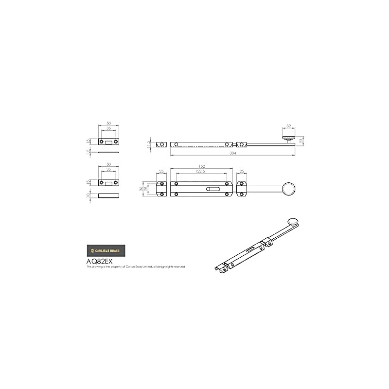 Carlisle Brass AQ82EXCP Surface C/W 2 Extruded & ONE Flat
