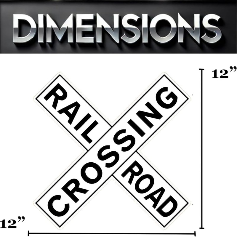 Railroad Crossing Sticker, 12x12 Inches, Wall Décor, Pack of 2