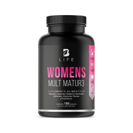 B Life Company Multivitamínico para Mujer Mayor de 40 años con 180 Cápsulas. Ingredientes naturales: Colágeno, Inositol, Maca, Probioticos. Womens Mult Matur3
