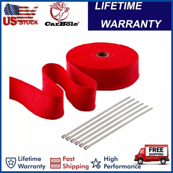 CARBOLE 1Roll Exhaust Wrap Manifold Header Pipe Heat Wrap Tape+10