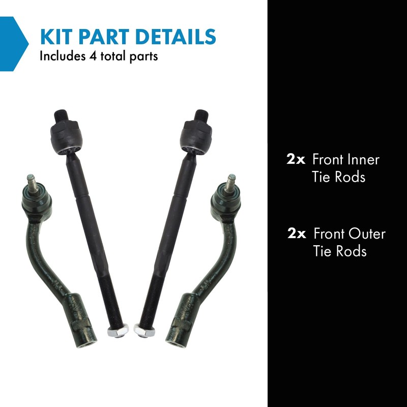 TRQ Inner and Outer Driver and Passenger Side Tie Rod