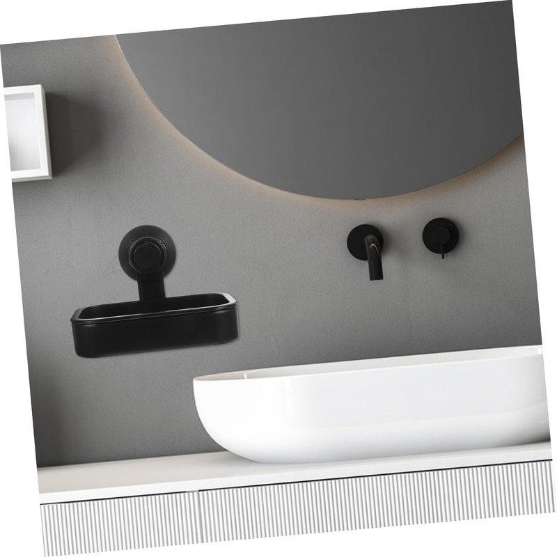 IWOWHERO Suction Cup Soap Dish Holder Black Suction for Shower