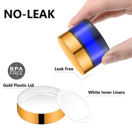 IRON BILL 1 Oz Cobalt Blue Round Glass Jars with Inner Liners and Gold Lids(12PCS) Empty Cream Containers Refillable Cosmetic Vials for Cosmetics, Lotions, Ointment, Body Scrubs & Balms