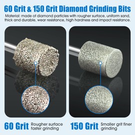 24PCS Diamond Grinding Bit Set, Stone Carving Set 60Grit 150Grit Polishing Kits Rotary Tool Accessories with 1/8"(3mm) Shank Diamond Burr Bits for Wood Stone Ceramic Jewelry Engraving Grinding Carving