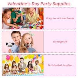 DISJOURNEY Valentines Day Cat Face Cards for Kids Valentines Photo Booth Props 24 Set Cute Cat Animal Cards with Prop Masks Envelopes for Kids Classroom Exchange Gifts Party Favors