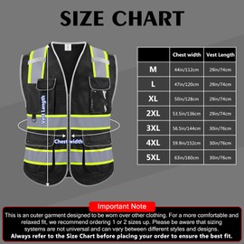 Rhino Hit Reflective Safety Vest - High Visibility, Multi-Function Pockets, Durable, Breathable, Lightweight, Black, 3X-Large