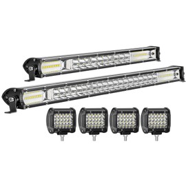 LED Light Bar Kits for Truck - 12 inch+20 inch Slim LED Lights Bar, 4 inch Light Pods 12V 24V Tractor Led Work Lights,Waterproof Off-Road Driving Lights for Pickup Golf Cart Snowblower UTV