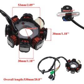 MFC·passion Magneto Stator DC Ignition Coil 8 Pole 5-wire Compatible with GY6 125cc 150cc ATV Scooter Moped Go Kart Buggy Quad 4-stroke Pit Dirt Bike QMI152 QMI157 QMJ152 TaoTao Roketa Buyang Sunl