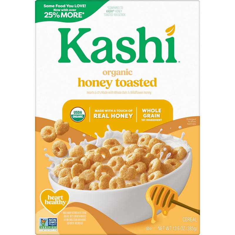 Kashi Breakfast Cereal, Organic, Whole Grain, Honey Toasted, 13.6oz Box