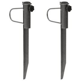 vidaXL Galvanized Steel Parasol Stands with Spikes - 2 Pack, Adjustable Grip, Robust Outdoor Umbrella Bases, 7.5"x16.5", Black