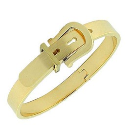High Polished Stainless Steel Adjustable Belt Buckle Bracelets Bangle For Men/Women (Gold Perimeter 19CM)