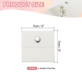 PATIKIL 3x3 Inch Jewelry Pouch, 12 Pack Velvet Pouches Snap Button Portable Storage Bag for Earrings Bracelets Necklaces Rings Watch, White