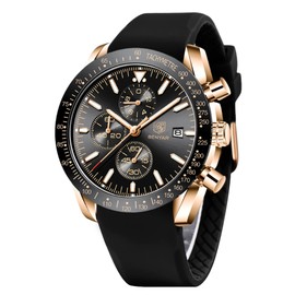 BY BENYAR Watches for Men Analog Quartz Chronograph Waterproof Luminous Designer Mens Wrist Watches Business Work Sport Casual Dress Watch with Silicone Strap Elegant Unique Gifts for Men