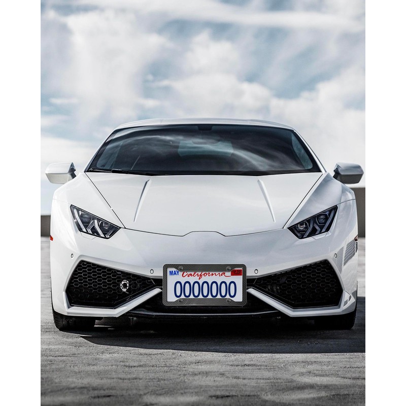 ZXFOOG Carbon Fiber License Plate Frames- 2 Pack Black Aluminum