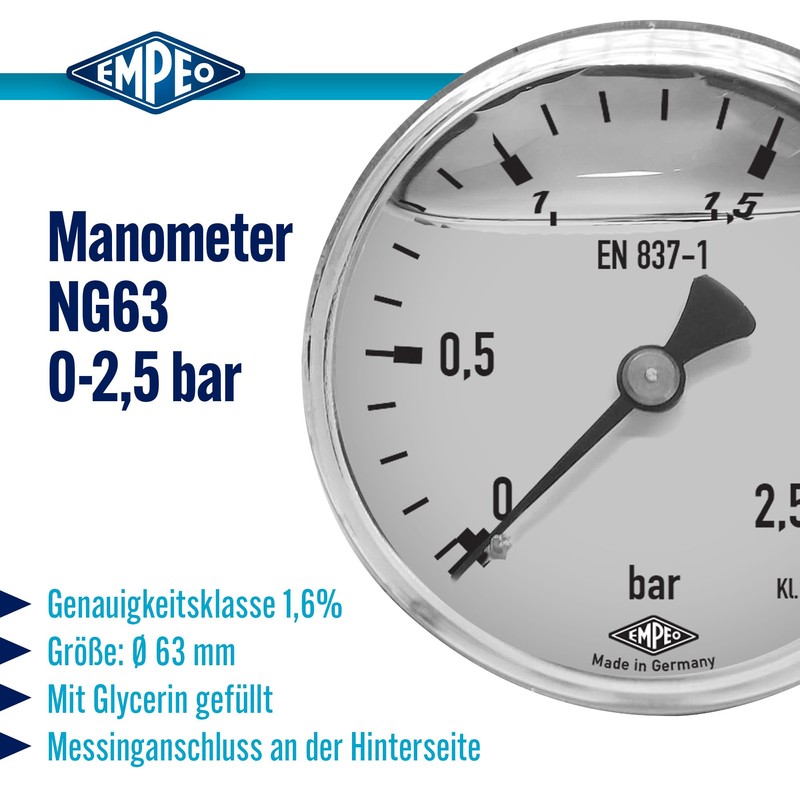 'Gauge with Lower G; 0 – 2.5 bar G1/4 –