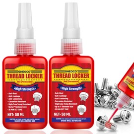Thread Lock Red, Threadlocker High Strength, Thread Locker for Nuts, Bolts, Fasteners and Metals, Anaerobic Curing Screw Glue to Prevent Loosening (Red (Permanent) 50ml*2)