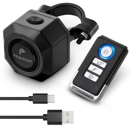 Fosmon - Bicycle Alarm System Bicycle Alarm Systems with Remote Control - Wireless - USB-C - Theft Protection Anti-Theft Vibration - Scooter Roller Alarm System Bike Alarm