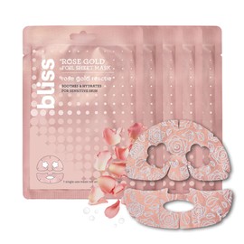 Bliss Rose Gold Rescue Soothes & Hydrates for Sensitive Skin Foil Sheet Mask, 5 pack