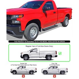 APS Premium 5in Black Stainless Steel Running Boards Compatible with Silverado Sierra Regular Cab 19-24