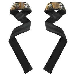 Muñequeras y correas de elevación retro Cool Panda de 26 pulgadas, correas antideslizantes de peso muerto para levantamiento de pesas, culturismo, levantamiento de potencia, entrenamiento de fuerza