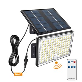 KUAEAY Luces Solares para Exterior, 113 LED, 3000 lumens Lámpara Solar,Impermeable Iluminación Reflector LED, 3 Modos Solares con Sensor Movimiento, Jardin Extra Grande para Interior y Extrior,1 pack