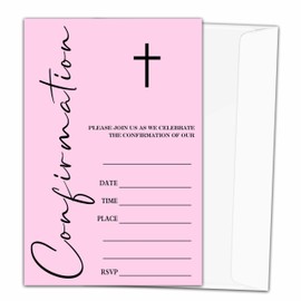 heiyihe Religious Celebration Invitations with Envelopes Pink Confirmation Invitations 20 Minimalist Confirmation Invitation Religious Invitation for Girls(Blue)-C17