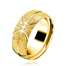 8mm Stainless Steel Sports Basketball Band Ring Basketball Jewelry Gifts for Players Men Boys Boyfriend (Gold Size 9)