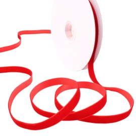 Velvet Ribbon 10 Yards Velvet Fabric Ribbon Trim Single Face Spool Satin Velvet Ribbon for Gift Wrapping Bow Making Christmas Decoration (Red, 10yards)