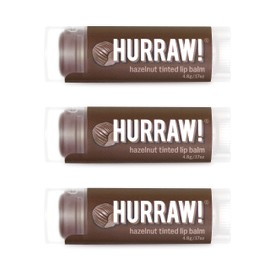 Hurraw! Hazelnut Tinted Lip Balm, 3 Pack: (Sheer Brown Tint) Organic, Certified Vegan, Cruelty and Gluten Free. Non-GMO, 100% Natural Ingredients. Bee, Shea, Soy and Palm Free. Made in USA