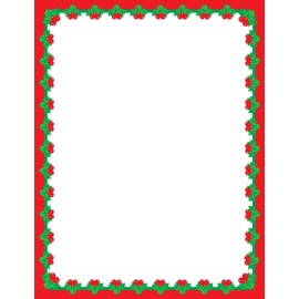 Designer Paper - Christmas Holly - 50 Sheet Pkg. Great for Flyers, Writing Christmas Letters, Invitations, Flyers or Office Notes, Wedding Invitations & Printing Supplies