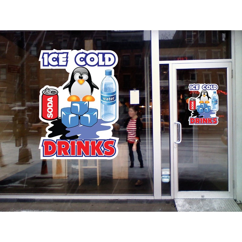 Ice Cold Drinks Concession Restaurant Food Truck Die-Cut Vinyl Sticker