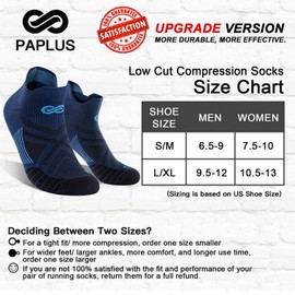 Low Cut Compression Socks for Men and Women (6 Pairs),, No Show Ankle Running Socks with Arch Support for Plantar Fasciitis, Cyling, Athletic, Flight, Travel, Nurses. Navy L/XL