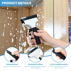 Gomake 2PCS Small Rubber Squeegee Ice Scraper Window Shower Squeegee,Auto Water Blade Squeegee for Shower Glass Door,Car Windshield, Window, Mirror, Bathroom,Countertop Cleaning (Black)