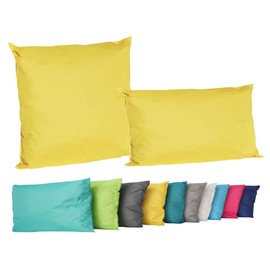JACK Set of 2 Outdoor Lounge Cushions 45 x 45 cm + 30 x 50 cm Decorative Cushions Including Filling, Waterproof Seat Cushion, Garden Lotus Effect, Colour: Yellow