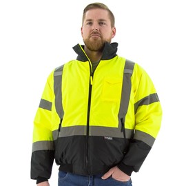 Majestic 75-1313/S High Visibility Waterproof Jacket with Quilted Liner, Yellow/Black, Small