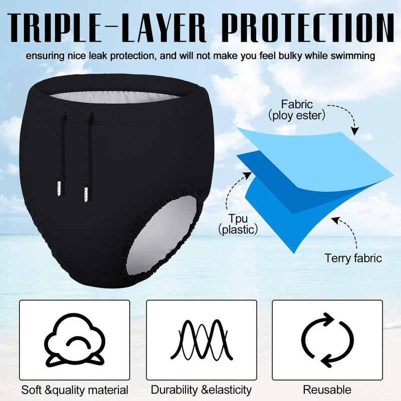 Glitopper 2 Pcs Youth Swim Diaper Special Needs Reusable Cloth
