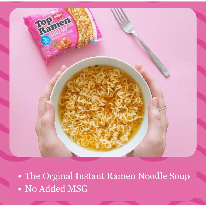 Nissin Top Ramen Noodle Soup, Shrimp Flavor, 3 Ounce (Pack