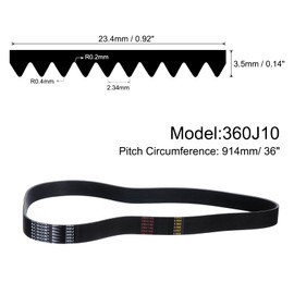 uxcell 360J10 PJ V-Ribbed Belt 10 Ribs 36" Length x 0.92" Width x 0.14" Height, EPDM Rubber Poly V Belt, Multi Wedge Micro V Belt