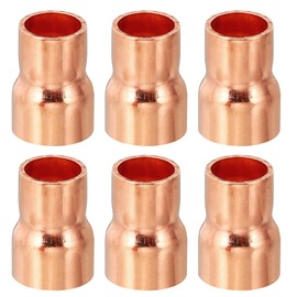 PATIKIL 1/2" to 3/8" ID Copper Reducer, 6pcs 99.9% Pure Copper Reducing Coupling Pressure Fitting Pipe Tube Connector Adapter with Sweat Solder Connection for HVAC Refrigeration System